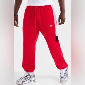 Nike Men’s Red Joggers with White & Black Panels